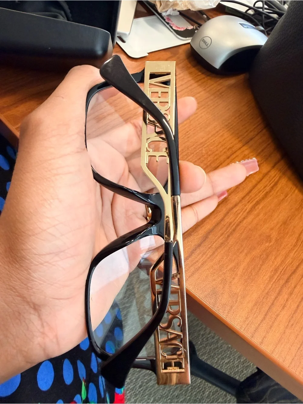 Versace Black Frames with Gold Temple Accents